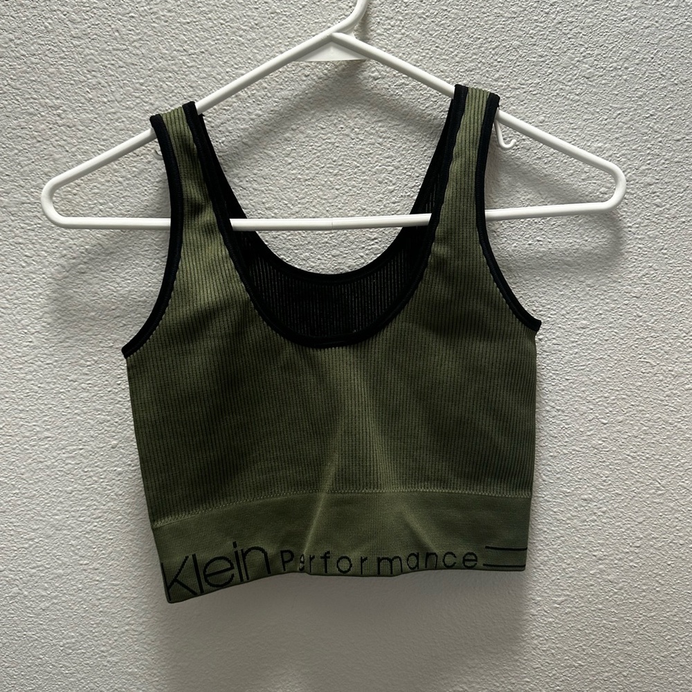 Never worn Calvin Klein green ribbed crop top